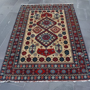 Turkish rug, Vintage rug, Handmade rug, Area rug, Bohemian rug, Boho decor, Floral rug, Home decor rug, Oushak rug, 4.2 x 6.2 ft RSL2300