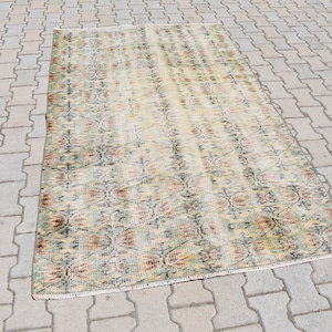 Turkish rug, Vintage rug, Handmade rug, Area rug, Bohemian rug, Boho decor, Oriental rug, Home decor, Green rug, Rug, 4.4 x 7.2 Ft RS6577