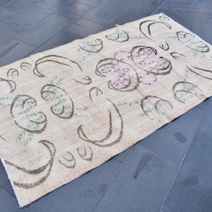 Turkey boho rug, Bohemian rug, Area rug, Rustic decor, Wool rug, Turkish rug, Vintage rug, Handmade rug, Kitchen rug, 3.9 x 7.0 Ft RSL2309