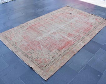 Turkish rug, Vintage rug, Handmade rug, Area rug, Bohemian rug, Boho decor, Floral rug, Home decor rug, Oushak rug,  5.5 ft x 8.9 Ft RSL3097