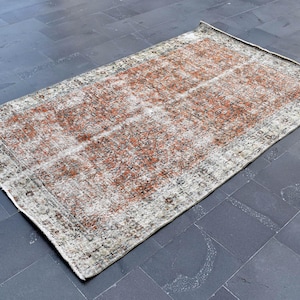 Turkish rug, Vintage rug, Handmade rug, Area rug, Bohemian rug, Boho decor, Beige oriental rug, Home decor, Oushak rug, 4.7 x 7.8 Ft RSL3031