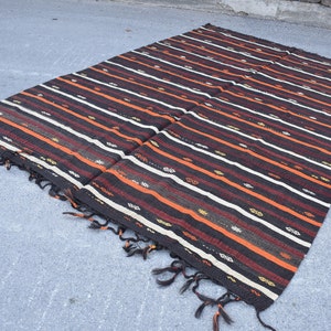 turkish kilim rug, vintage kilim rug rustic decor 7.3 x 11.7 ft  wool kilim rug, anatolian kilim rug, area rug, large kilim rug RS4710