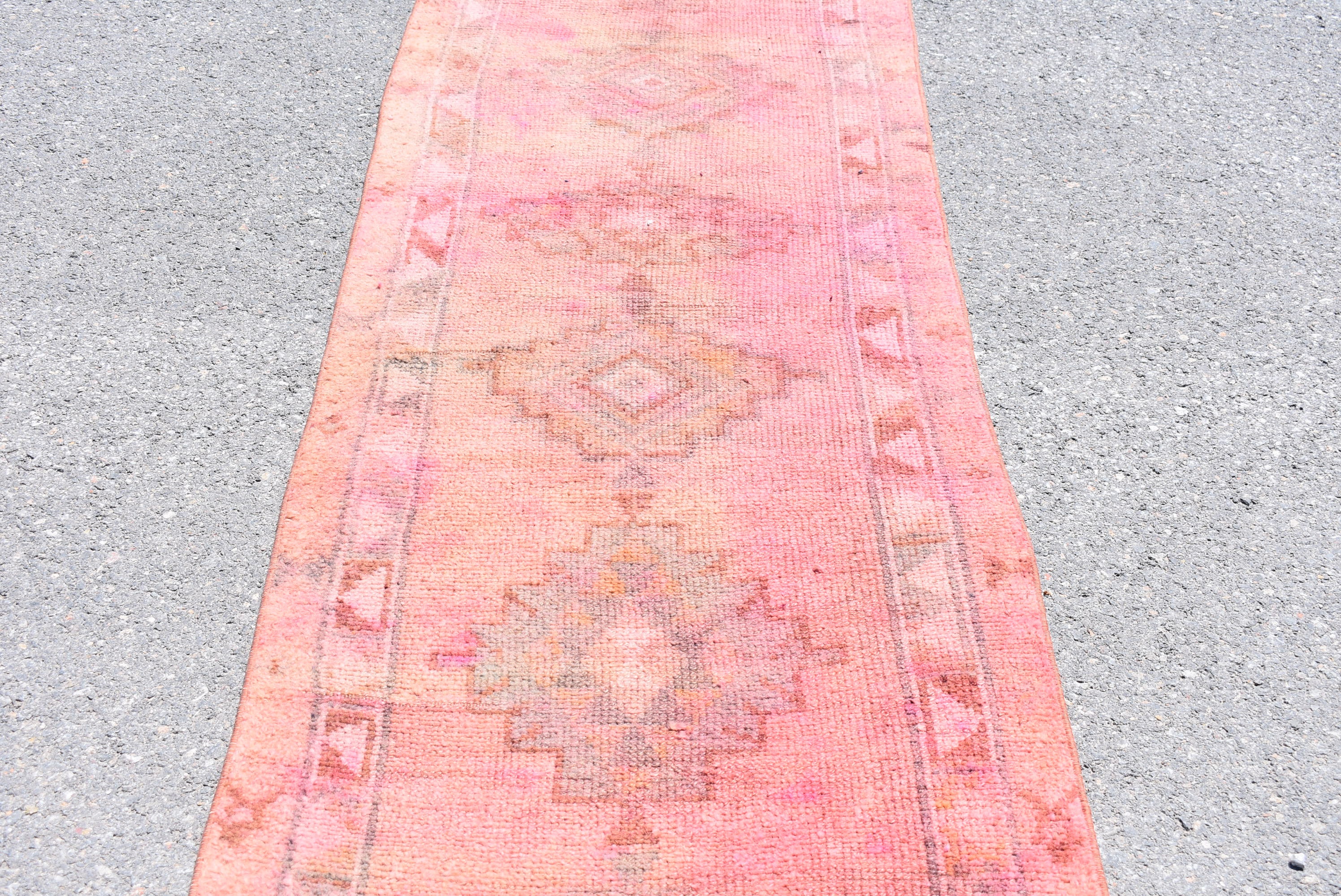Hallway rug Handmade runner rug Pink herki rug Vintage rug Etsy