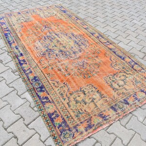 Turkish rug, Handmade rug, Vintage rug, Area rug, Aztec rug, Boho decor, Floral rug, Bedroom rug, Rug, Bohemian rug,  4.5 x 8.3 Ft RS6270