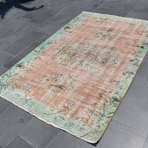 Decorative corridor rug, Turkish runner rug, Vintage rug, Hallway rug, Handmade rug, Natural rug, Wool rug, Aztec rug 4.4 x 6.5 Ft RSL2037