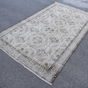 turkish area rug, vintage rug,  oushak rug rustic decor 4.7 x 7.7 ft boho decor rug, turkey rug, floral rug, wool rug, carpet RS4840