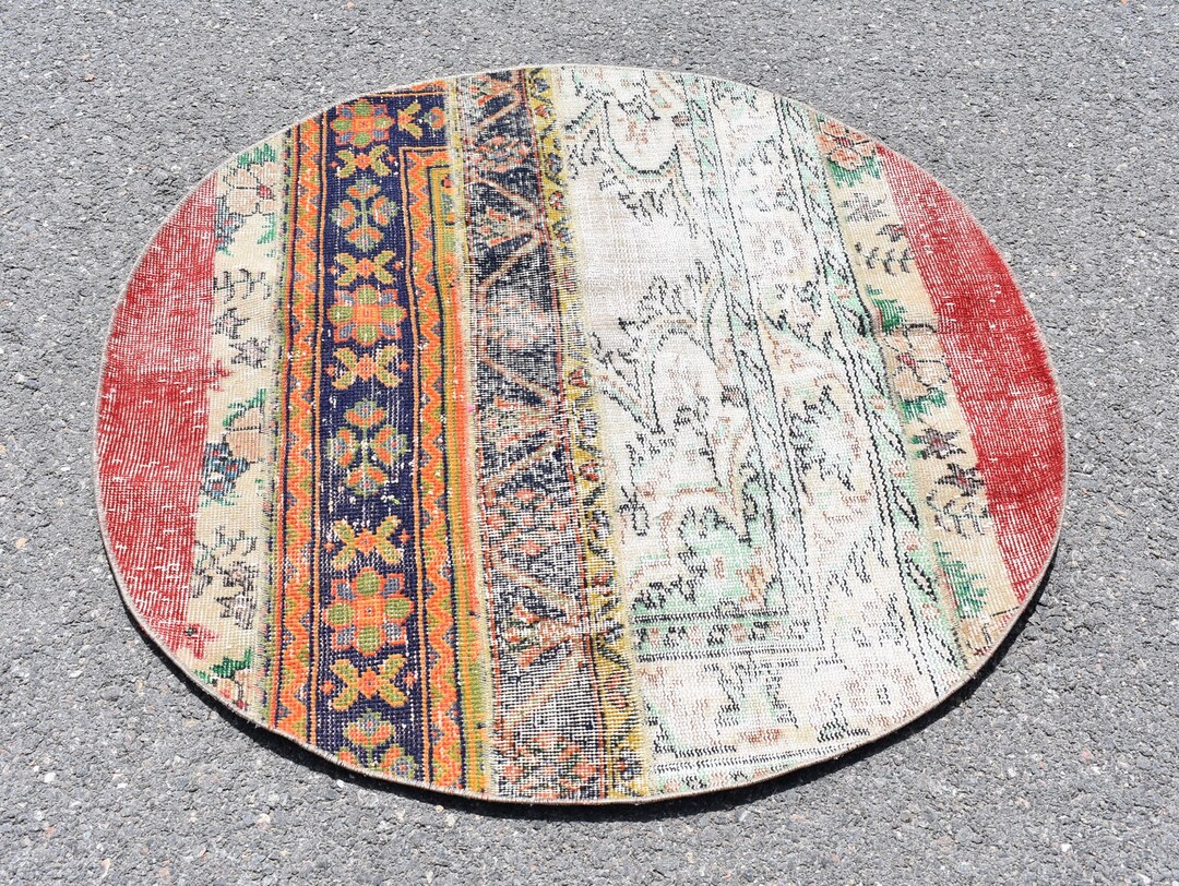 Bohemian Rug, Circle Rug, Turkish Rug, Vintage Small Rug, Oriental Rug ...