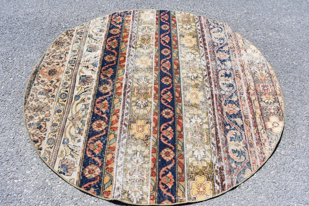 Bohemian Rug, Circle Rug, Turkish Rug, Vintage Small Rug, Oriental Rug ...