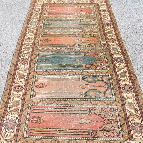 Turkish rug, Vintage rug, Handmade rug, Runner rug, Bohemian shops rug, Boho decor, Floor rug, Home decor, Oushak rug, 2.8 x 6.9 Ft Cod8320