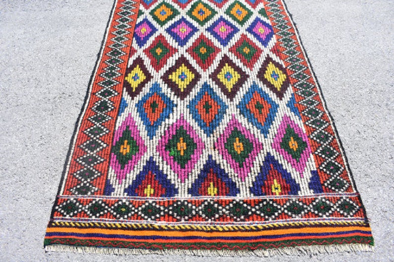 Large kilim rug, Turkish vintage rug, Handmade boho kilim rug, Livingroom rug, Geometric rug, Multicolor kilim rug, Rug 4.8 x 10.4 ft RS4396 image 5