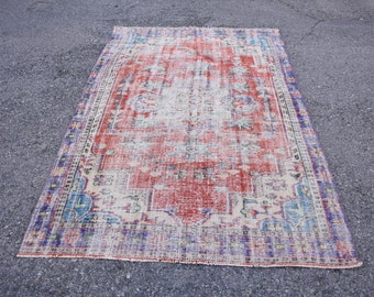 turkish rug, oriental rug, livingroom area rug, boho decor rug, vintage rug rustic decor 4.9 x 7.9 ft oversize rug,  rug RSL2707