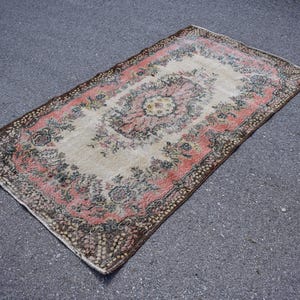 Aztec rug, Turkish rug, Vintage rug, Handmade rug, Area rug, Tribal rug, Bedroom rug, Home decor, Wool kitchen rug, 3.9 x 7.2 Ft  RSL2934
