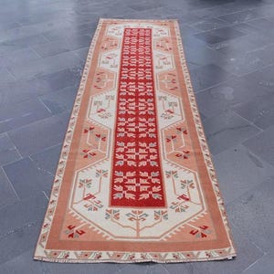 Turks tapijt, vintage tapijt, handgemaakt tapijt, loper, roze tapijt, natuurlijk tapijt, Herki-tapijt, boho-tapijt, rustiek decor 2,9 x 9,9 ft