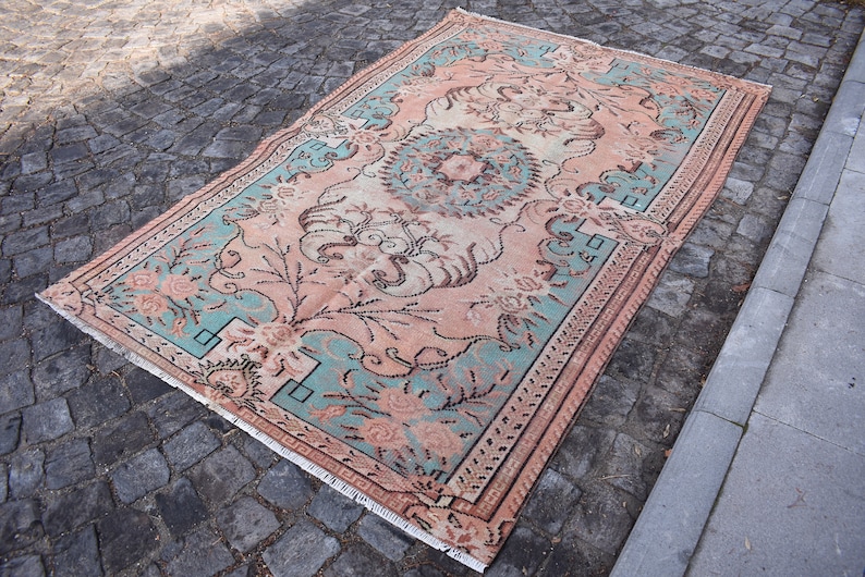 Bedroom Rug Turkish Rug Pale Color Rug Organic Wool Rug Cod5209 Vintage Area Rug Aztec Rug rustic decor 5.4 x 8.3 Ft Oriental Rug