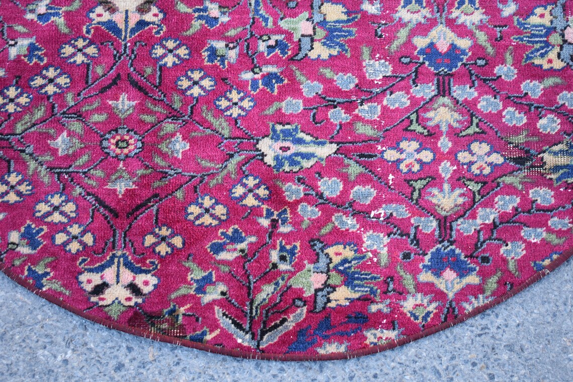 Round rug turkish area rug vintage doormat rug rustic decor Etsy