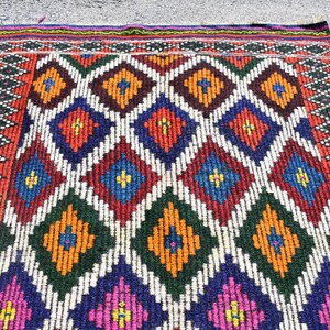 Large kilim rug, Turkish vintage rug, Handmade boho kilim rug, Livingroom rug, Geometric rug, Multicolor kilim rug, Rug 4.8 x 10.4 ft RS4396 image 4