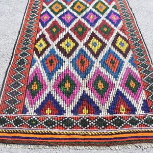 Large kilim rug, Turkish vintage rug, Handmade boho kilim rug, Livingroom rug, Geometric rug, Multicolor kilim rug, Rug 4.8 x 10.4 ft RS4396 image 6