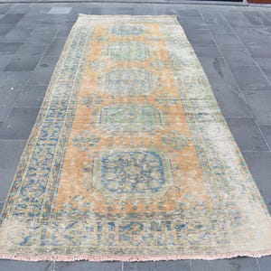 oriental turkish rug anatolian rug oushak rug vintage wool rug 4.5 x 11.5 ft rustic decor bohemian rug floor rug area rug unique rug RSL1247