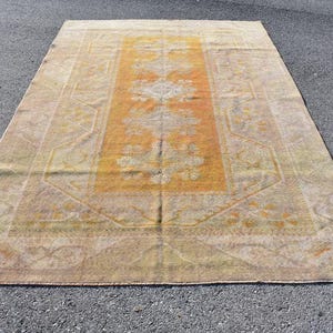 bohemian turkish rug, oriental rug, oushak rug, home decor rug, turkish rug, vintage rug, 6 x 9.2 F Ft  handmade large size rug RSL2434