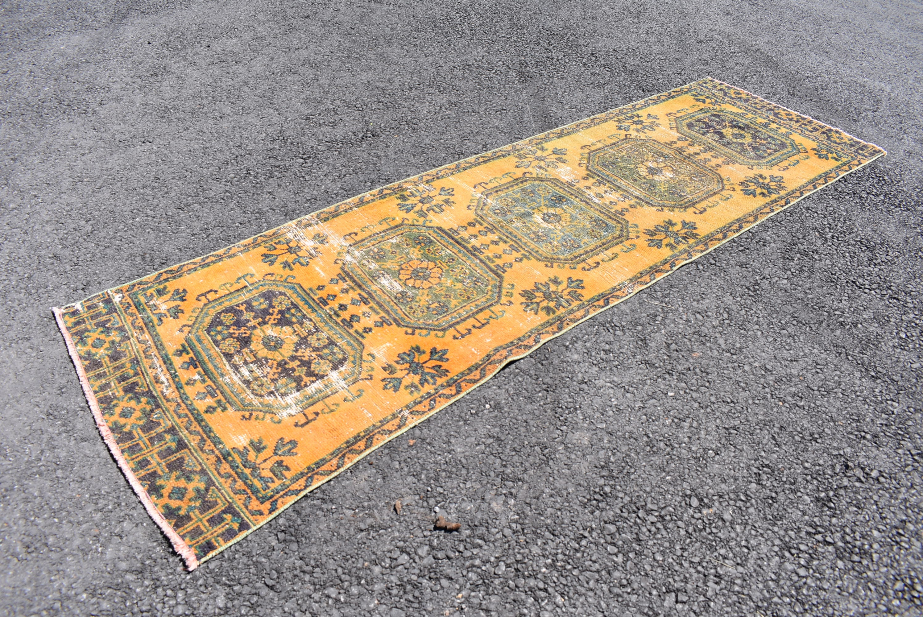 Turkish rug, Faded runner rug, Tribal vintage rug, Boho