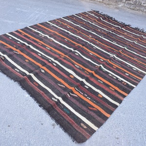 turkish kilim rug vintage kilim rug striped kilim rug large rug rustic decor 6.8 x 10.9 ft kilim rug wool rug anatolian kilim rug RS4714