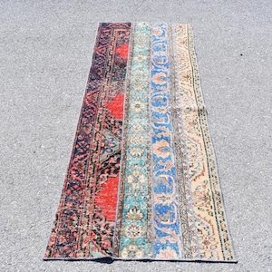 Turkish rug, Vintage rug, Handmade rug, Runner rug, Hallway rug, Corridor rug, Entryway rug, Bohemian rug, Carpet, 2.6 x 6.8 Ft RSL2642