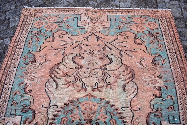 Bedroom Rug Turkish Rug Pale Color Rug Organic Wool Rug Cod5209 Vintage Area Rug Aztec Rug rustic decor 5.4 x 8.3 Ft Oriental Rug