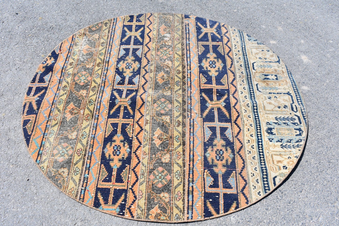 Home Decor, Aztec Circle Rug, Turkish Rug, Vintage Rug, Small Rug ...