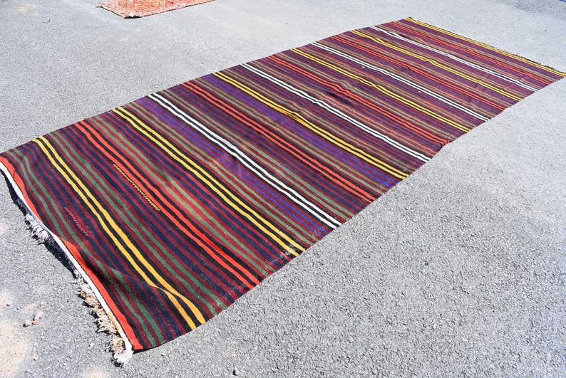turkish boho kilim runner bohemian kilim runner large kilim rug vintage kilim rug 5.5 x 13.0 ft rustic decor handwoven kilim runner Cod3748