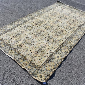 Area rug, Bohemian rug, Turkish rare rug, Vintage rug, Handmade rug, Boho decor, Floor rug, Home decor, Oushak rug, 4.6 x 8 Ft RSL1338