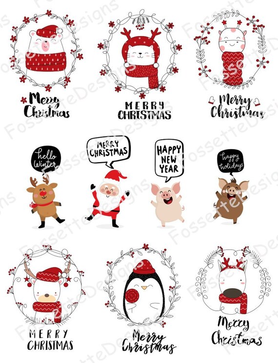 Joyeux Noel Animaux Stickers Planificateur Clipart 300 Dpi Etsy Joyeux Noel Animaux Stickers Planificateur Clipart 300 Dpi Etsy