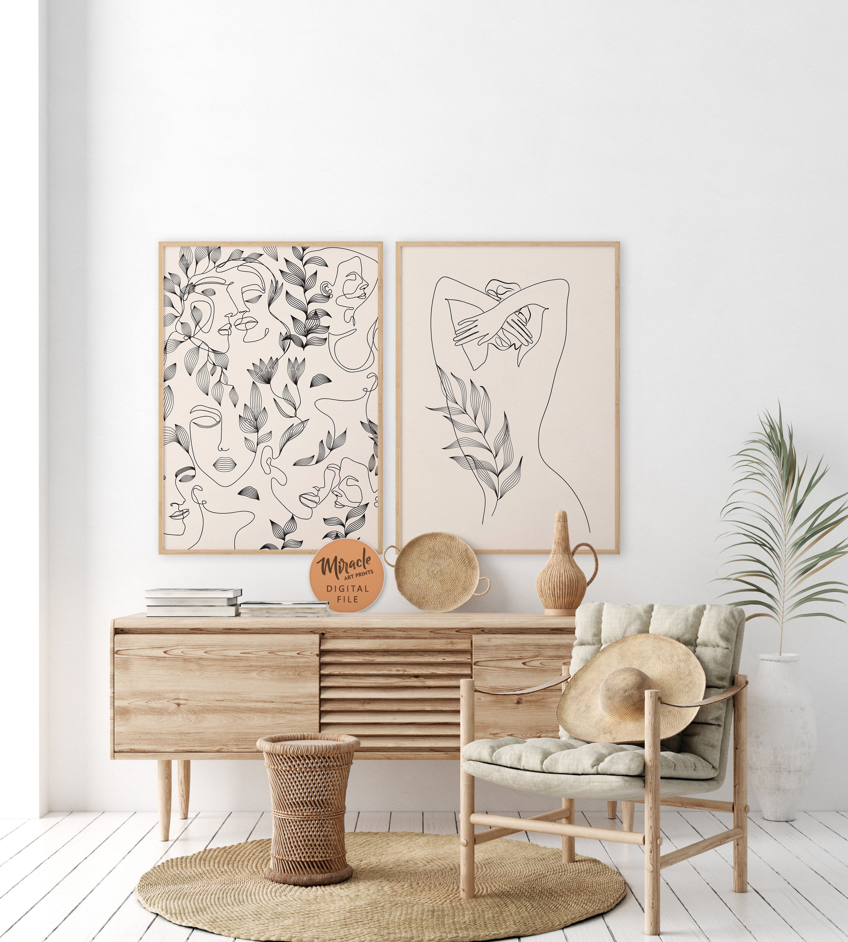 Boho art set of 3 prints boho wall art abstract gallery wall Etsy