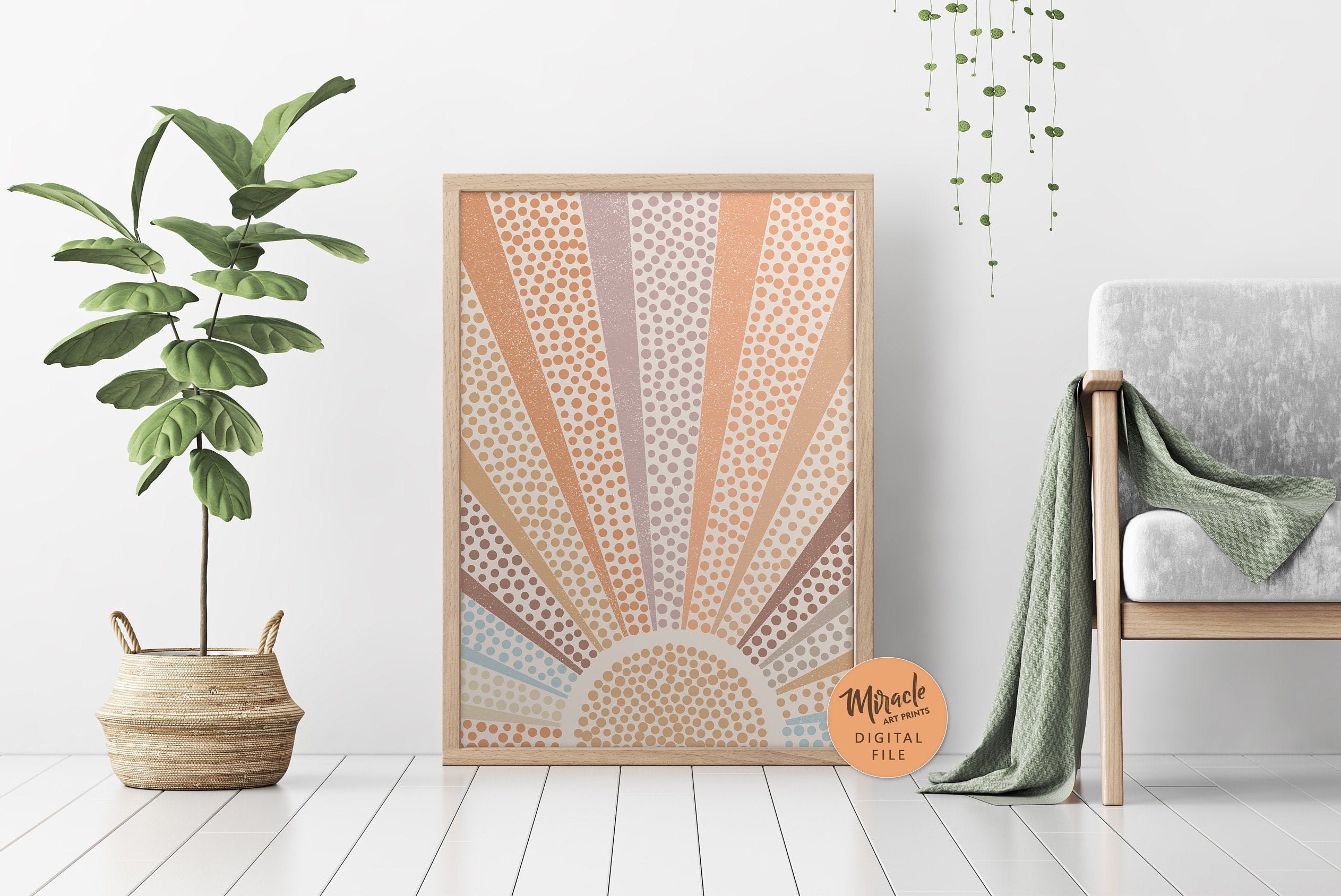 Boho Decor Boho Wall Art Rainbow Sun Boho Boho Wall Decor Etsy