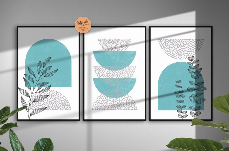 Abstract Art Set of 3 Mid Century Modern Art Set of 3 Set of Etsy