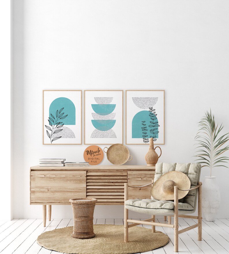 Abstract Art Set of 3 Mid Century Modern Art Set of 3 Set of Etsy