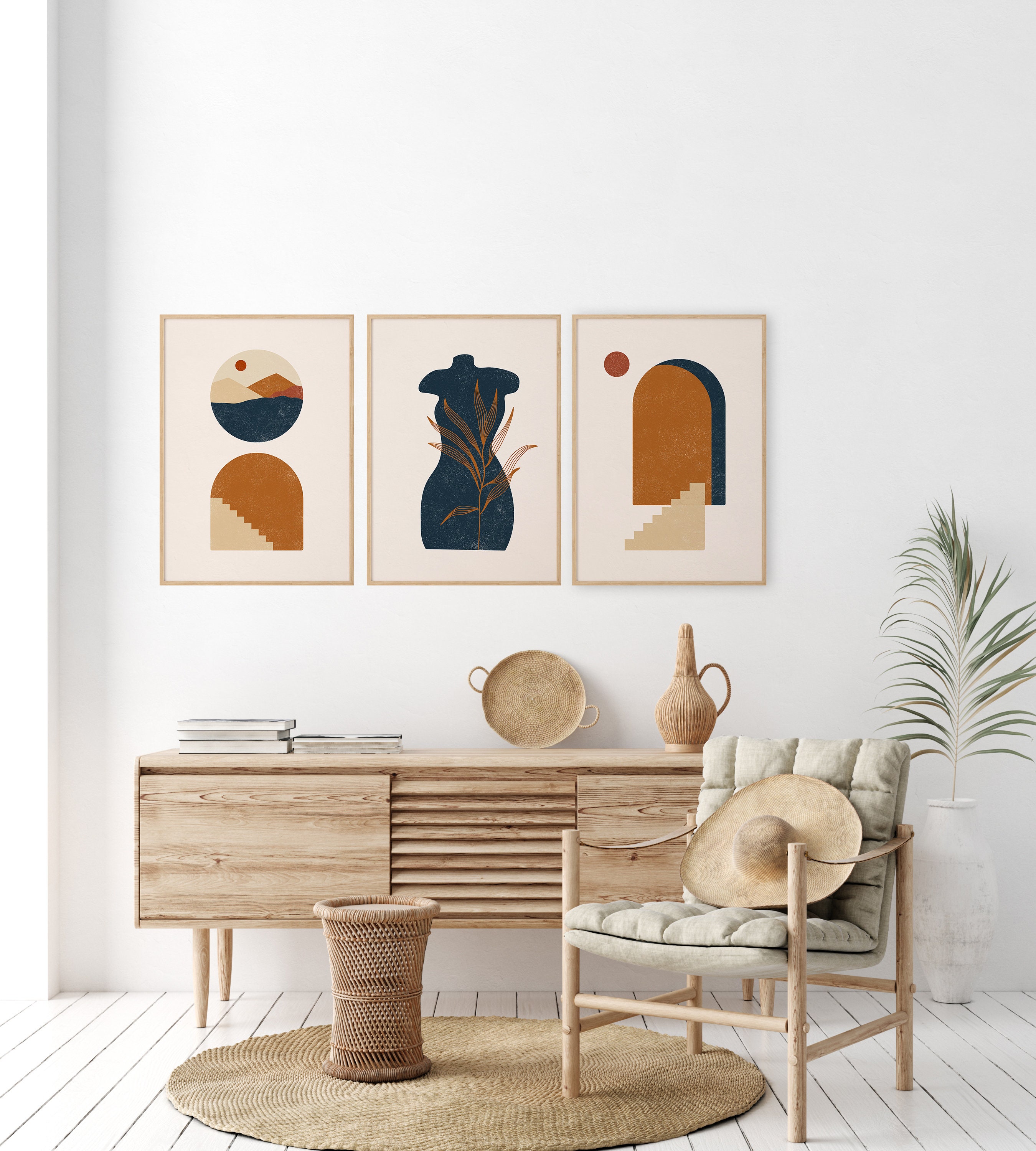 Mid Century Modern Art 3er Set Abstraktes Kunstset von 3 Etsy