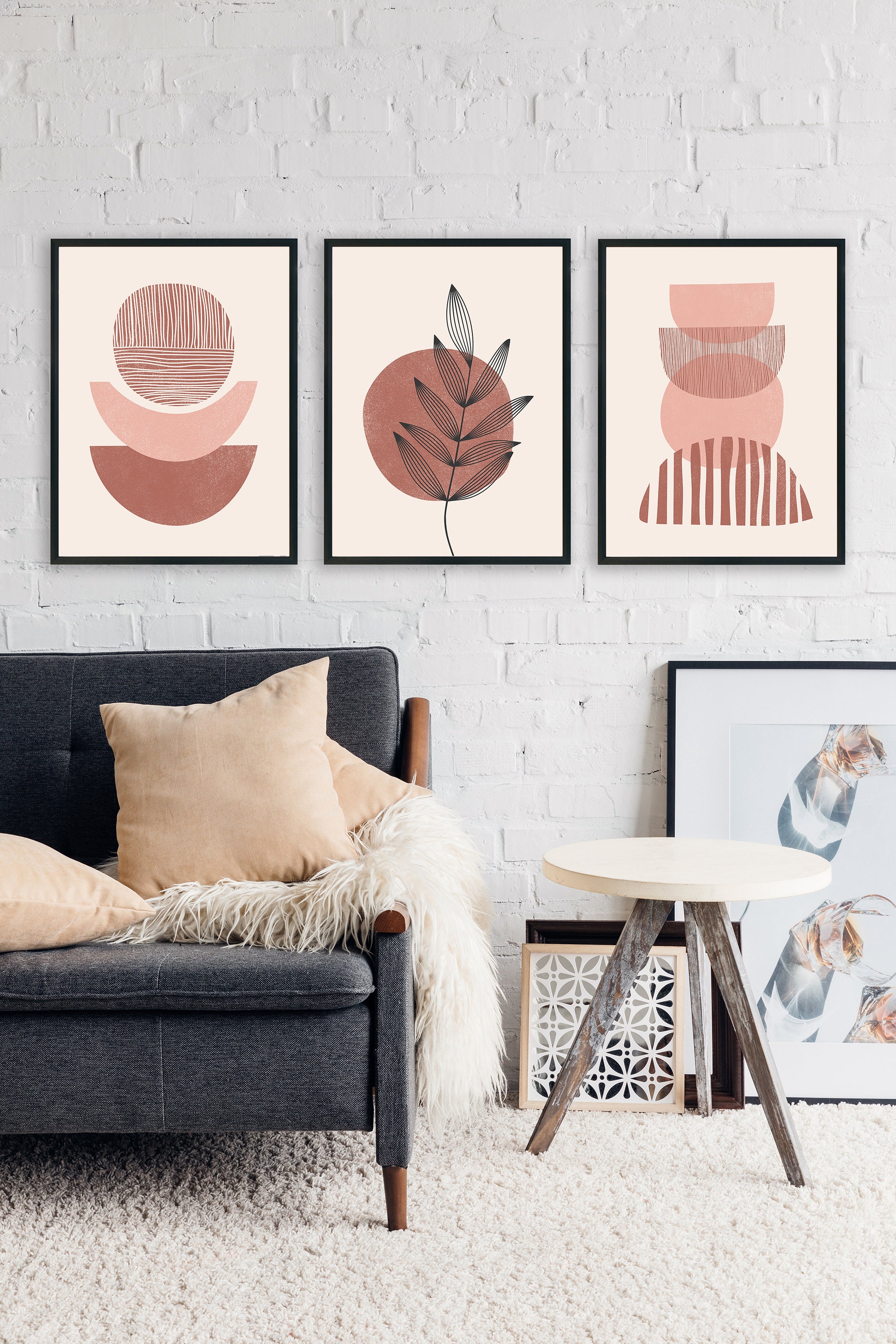 boho-art-set-of-3-prints-boho-wall-art-mid-century-modern-etsy