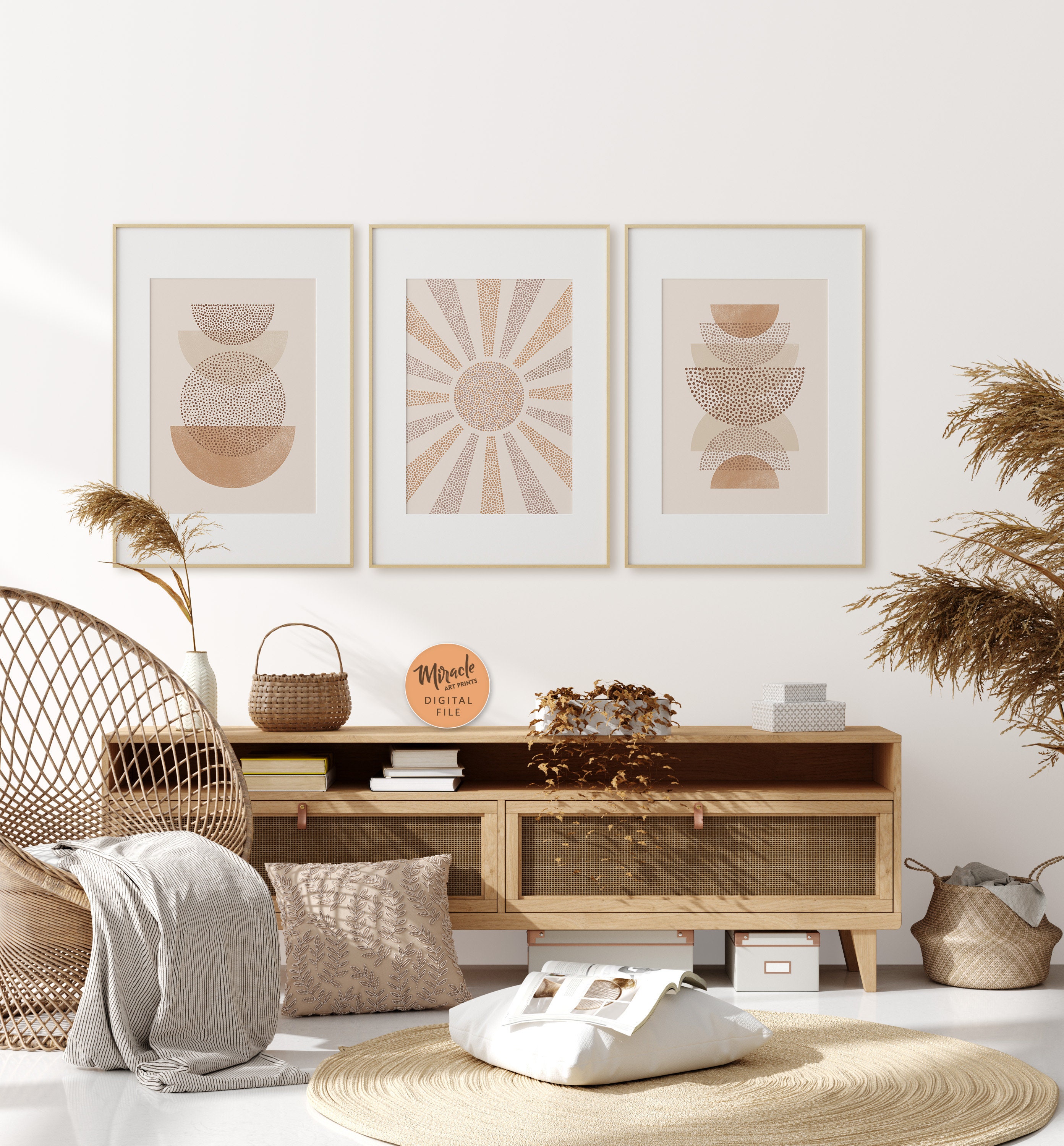 Boho Art Set of 3 Prints Boho Wall Art Abstract Gallery Wall Etsy