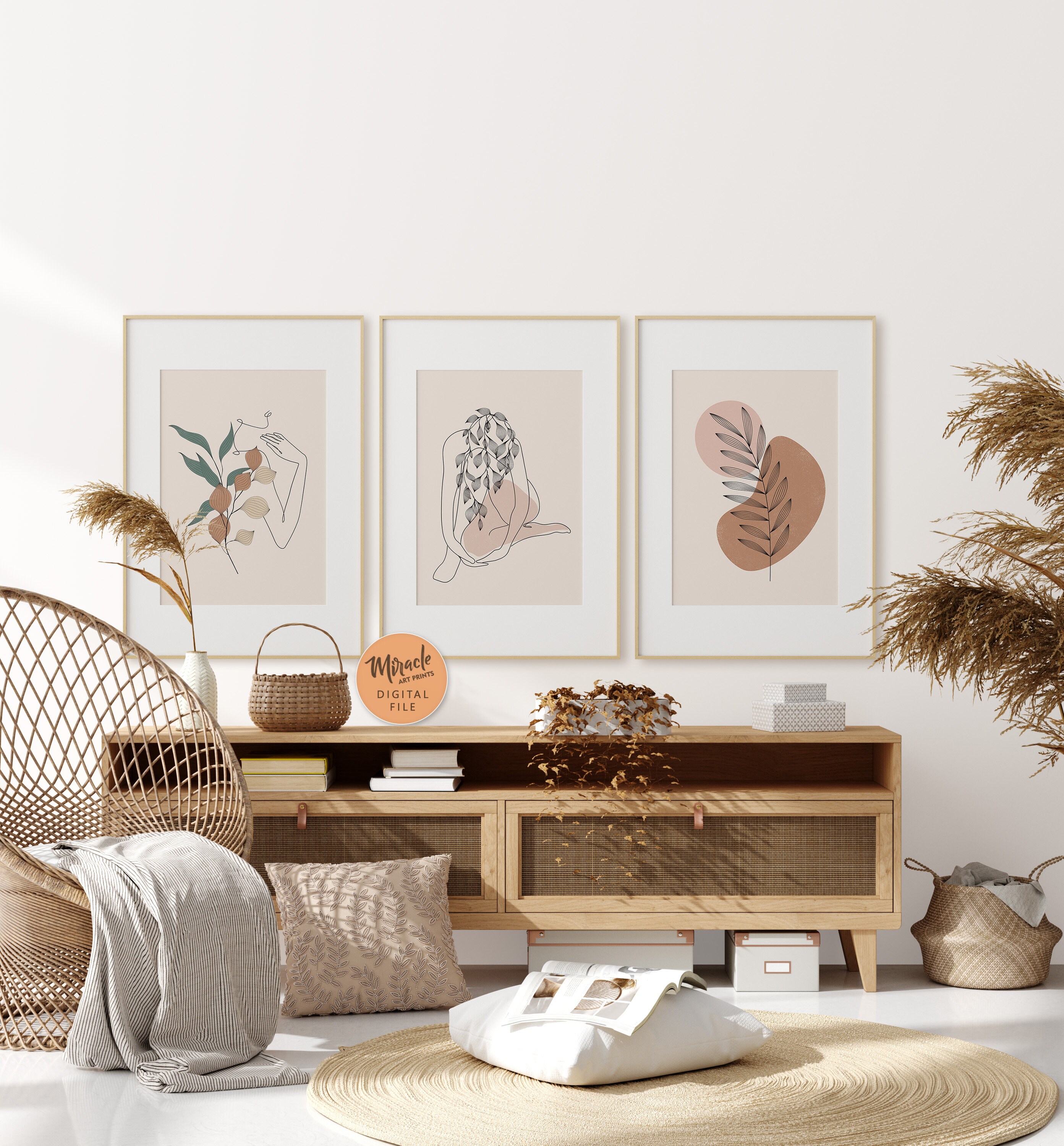 Boho Wall Art Set of 3 Boho Wall Art Gallery Wall Set Etsy