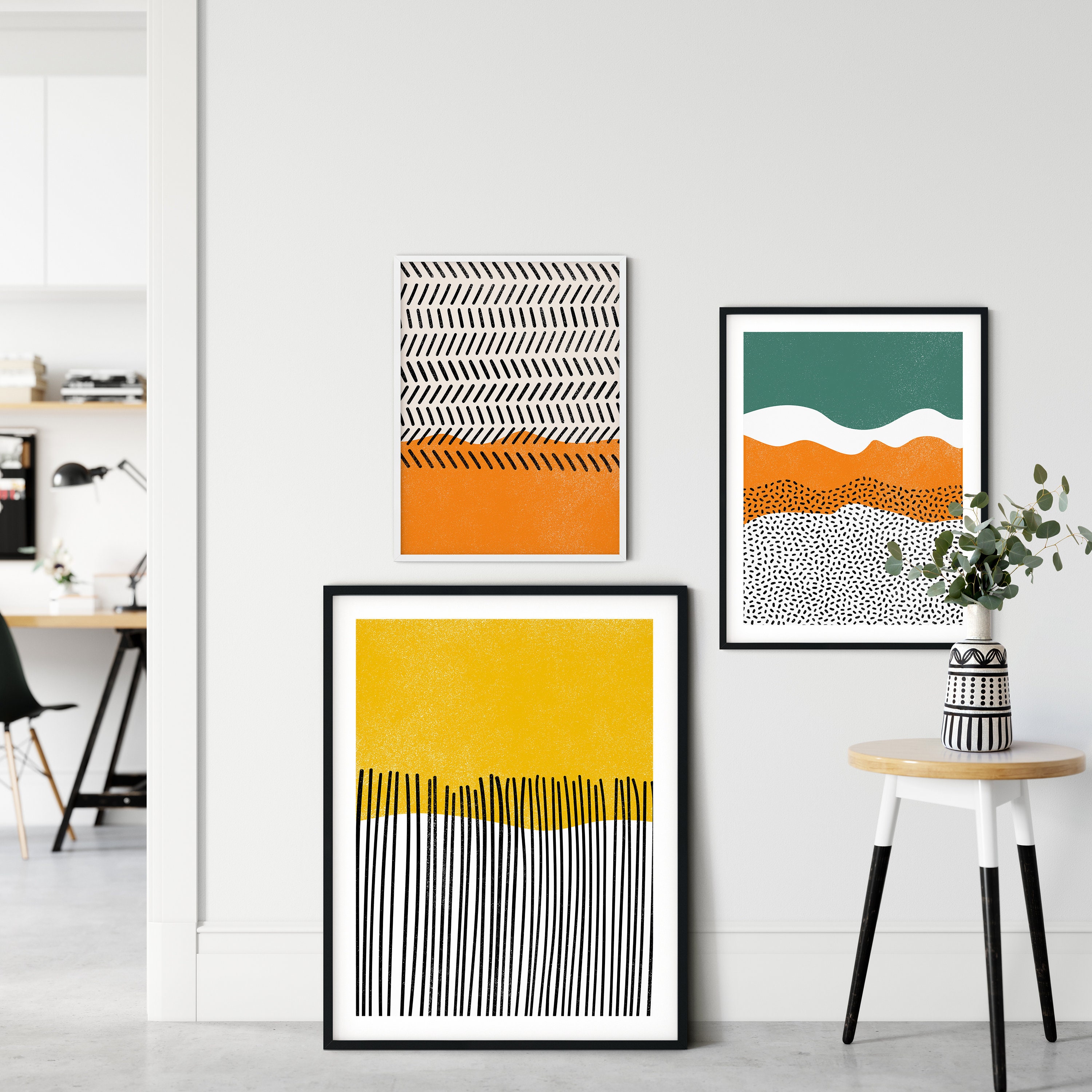 Abstract Art Set of 3 Prints Abstract Gallery Wall Set Etsy