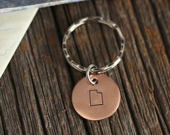 State keychain, pick your state, going away gift, long distance gift, graduation gift, keychain for him, state gift, travel gift, utah, NY