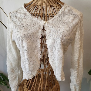Vintage Petite White Lace Cape Sweater