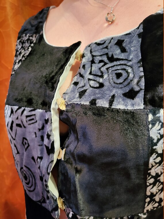 Vintage Velvet Patchwork Vest Crop Top (Jet Rag) … - image 2