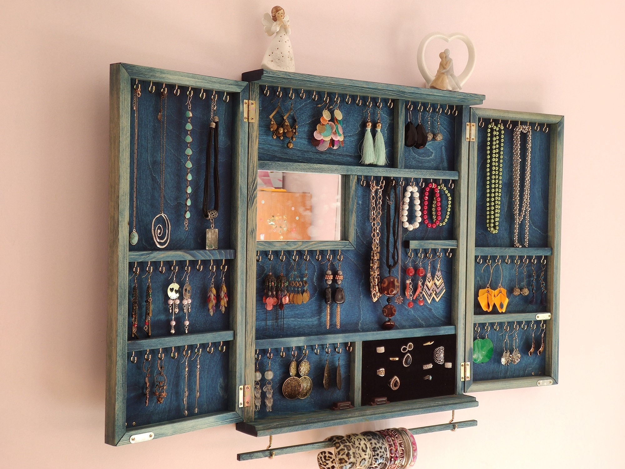 Buy Mirror Jewelry Cabinet Earring Storage Wall Display Online in