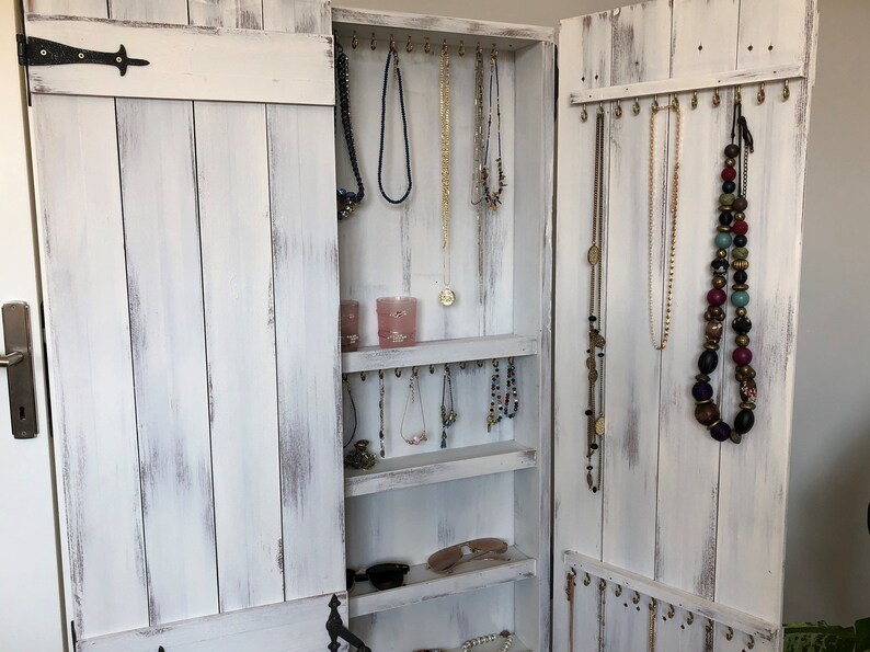Wall Mounted Jewelry Armoire Farmhouse Jewelry Etsy