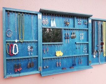 Jewelry Cabinet, Earring Holder, Jewelry Organizer, Storage, Personalized Gift