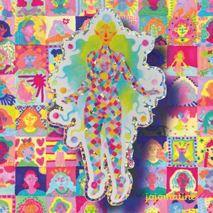 rainbow glitter arlequine sticker - sticker pailleté arlequine multicolore