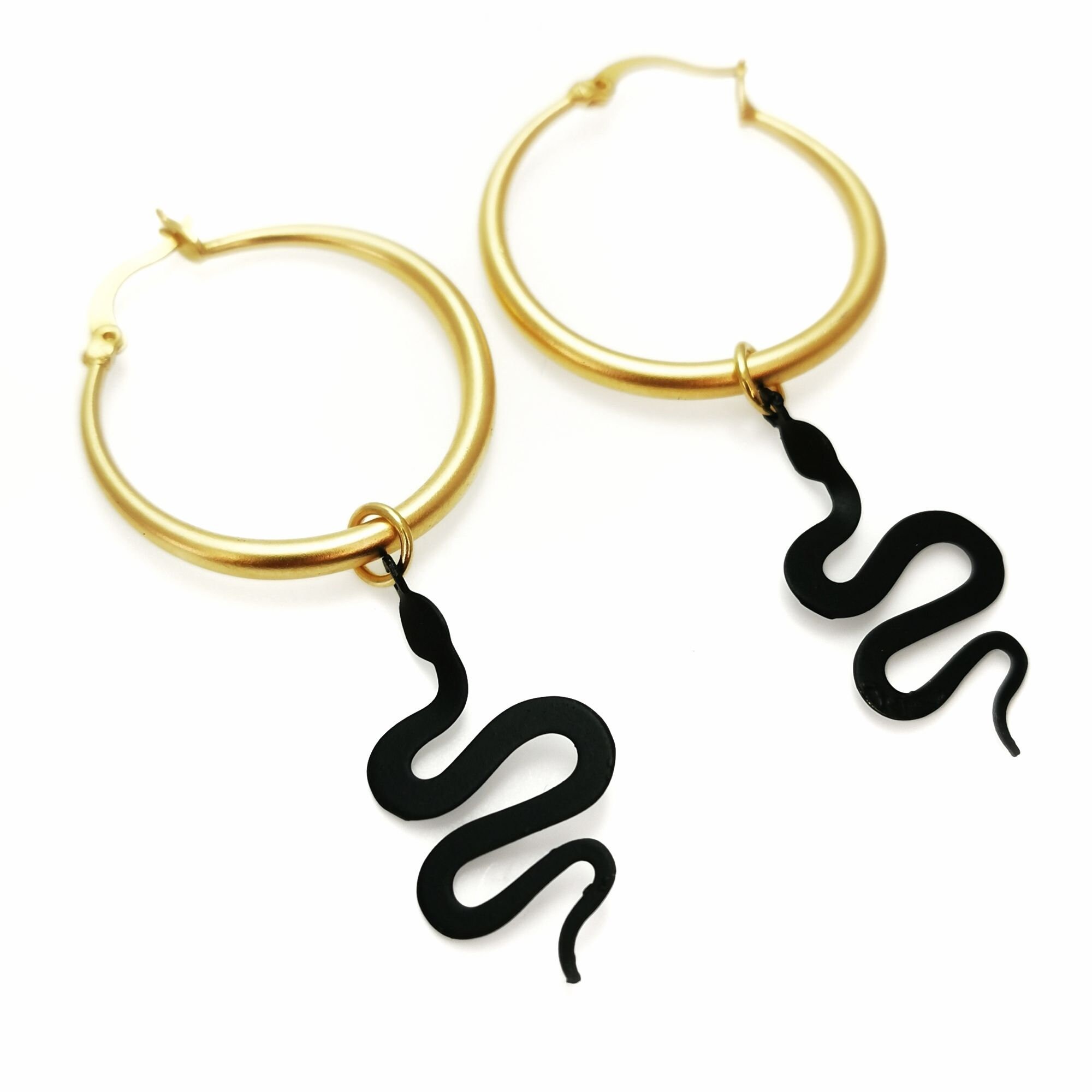 black snake hoop earrings