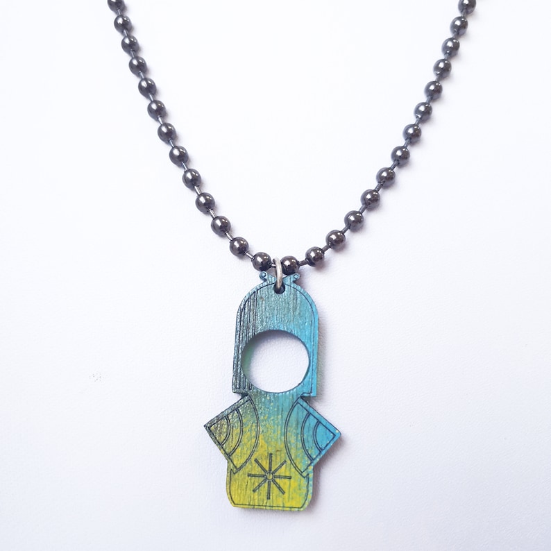 Taiyo Necklace japanese doll Pendant Necklace With Moroccan Berber Sun Japanese Modern Tribal Jewelry,Graffiti Medium Pendant