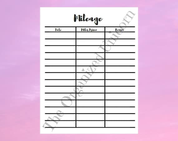 Mileage Charts Worksheets